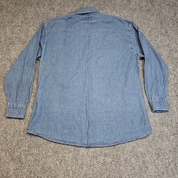 Vintage Wrangler Mens Long Sleeve Denim Western Shirt Light Wash Size L - Picture 7 of 7